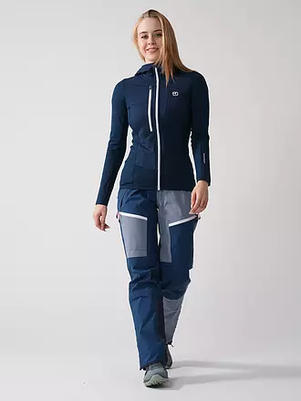 ORTOVOX | Giacca in pile da donna Fleece Grid Hoodie | dunkelblau